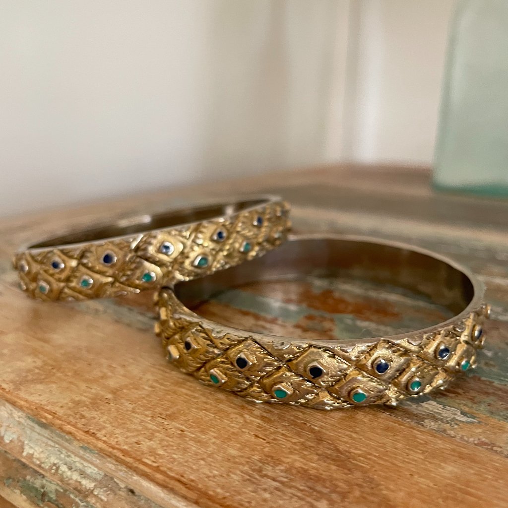 Vintage House Of Harlow 1960 Peacock Bangles (Set Of 2) Htf